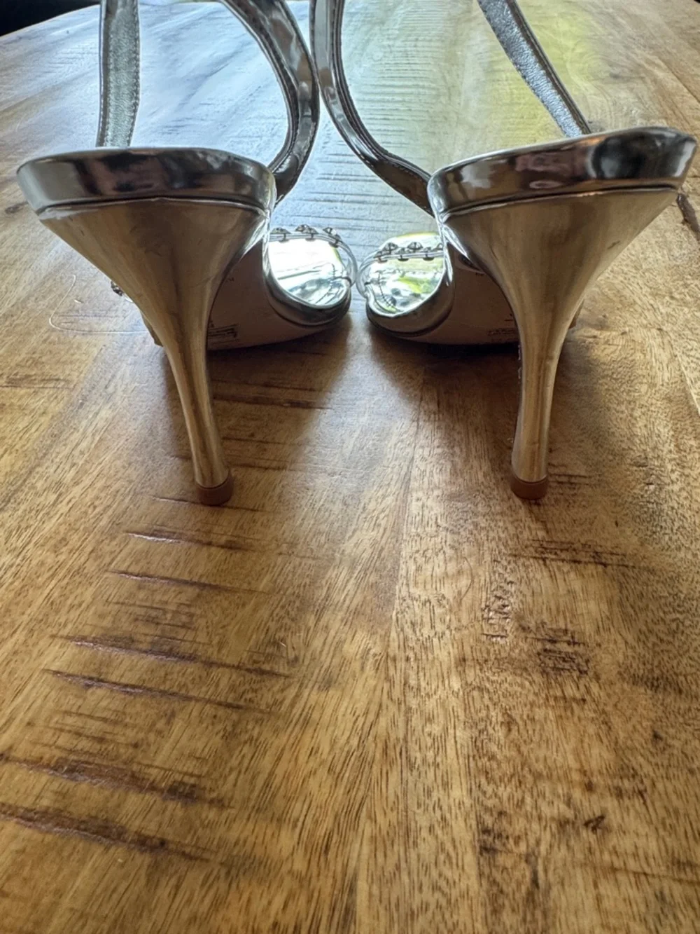 LARROUDE Annie heeled Sandals Silver Specchio Swarovski Crystals HEEL size 5 NEW
